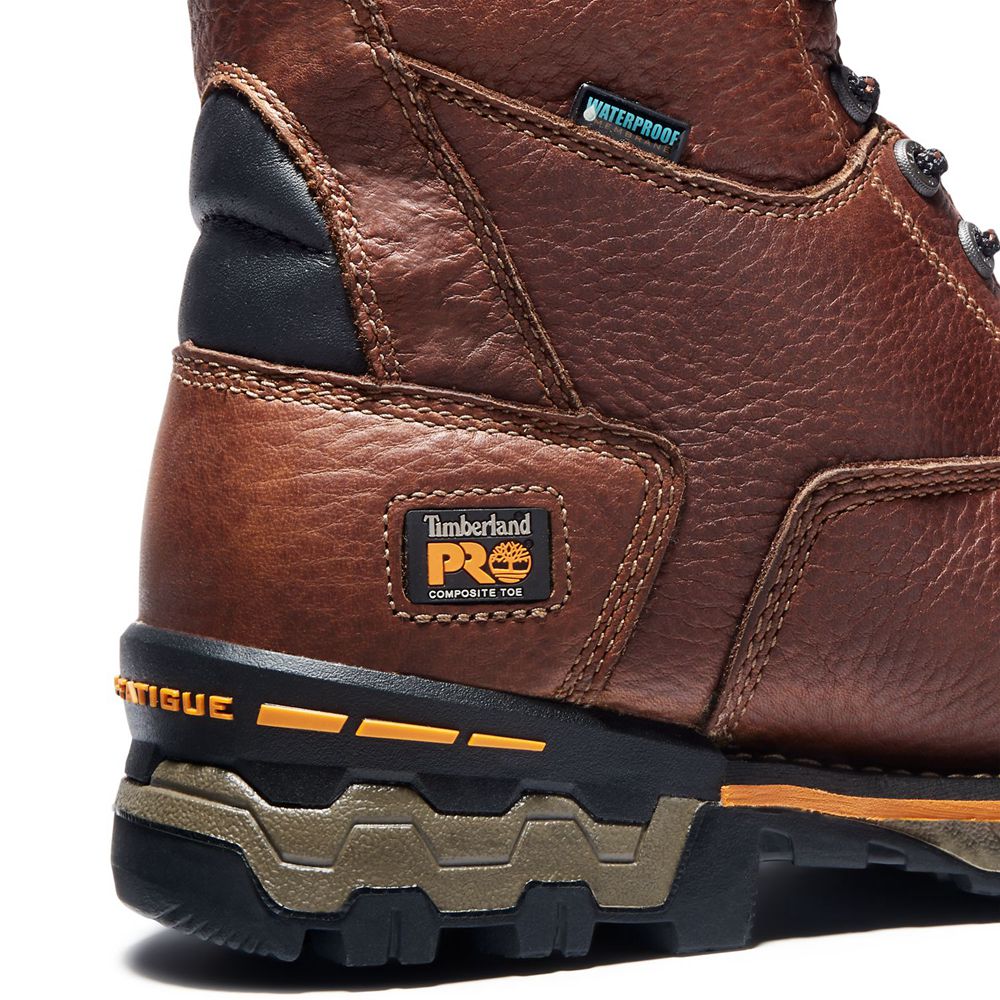 Timberland Μποτακια Εργασίας Ανδρικα Καφε/Μαυρα - Pro® Boondock 8\" Comp Toe - Greece 6925837-RS